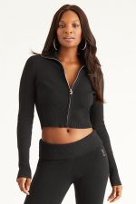 Side Bling Knit Cropped Jacket