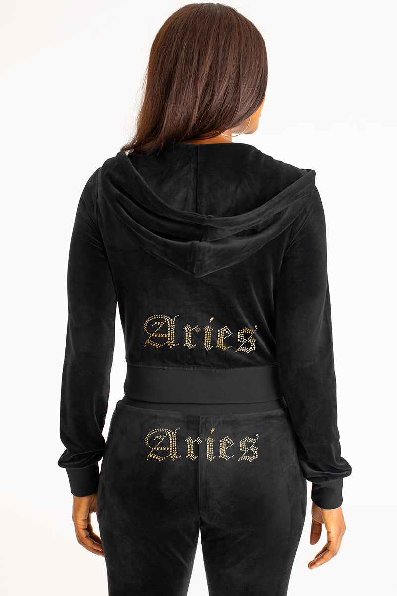 Aries Customizable Big Bling Velour Hoodie