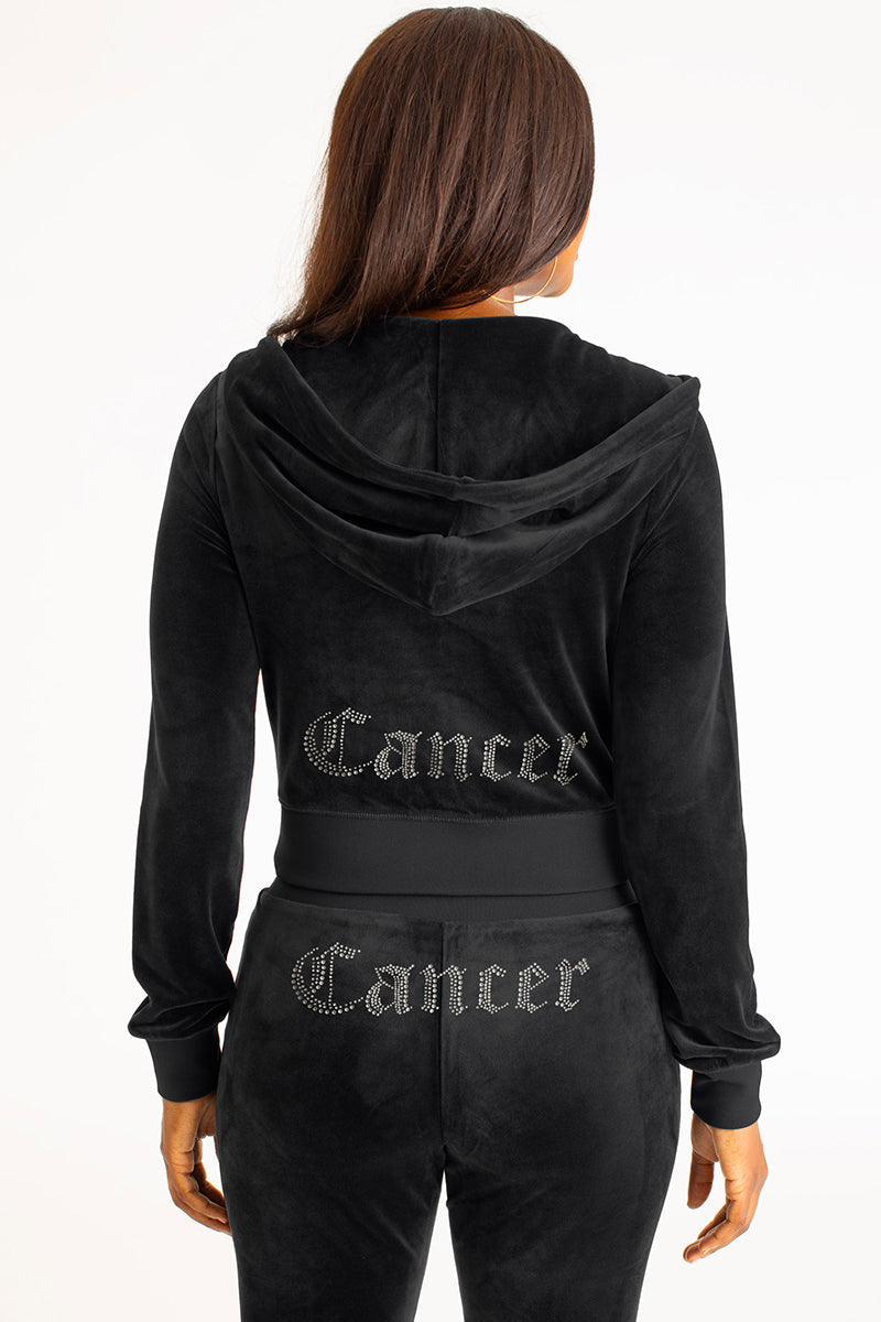 Cancer Customizable Big Bling Velour Hoodie