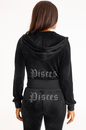 Pisces Customizable Big Bling Velour Hoodie