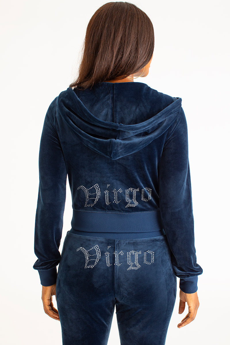 Virgo Customizable Big Bling Velour Hoodie
