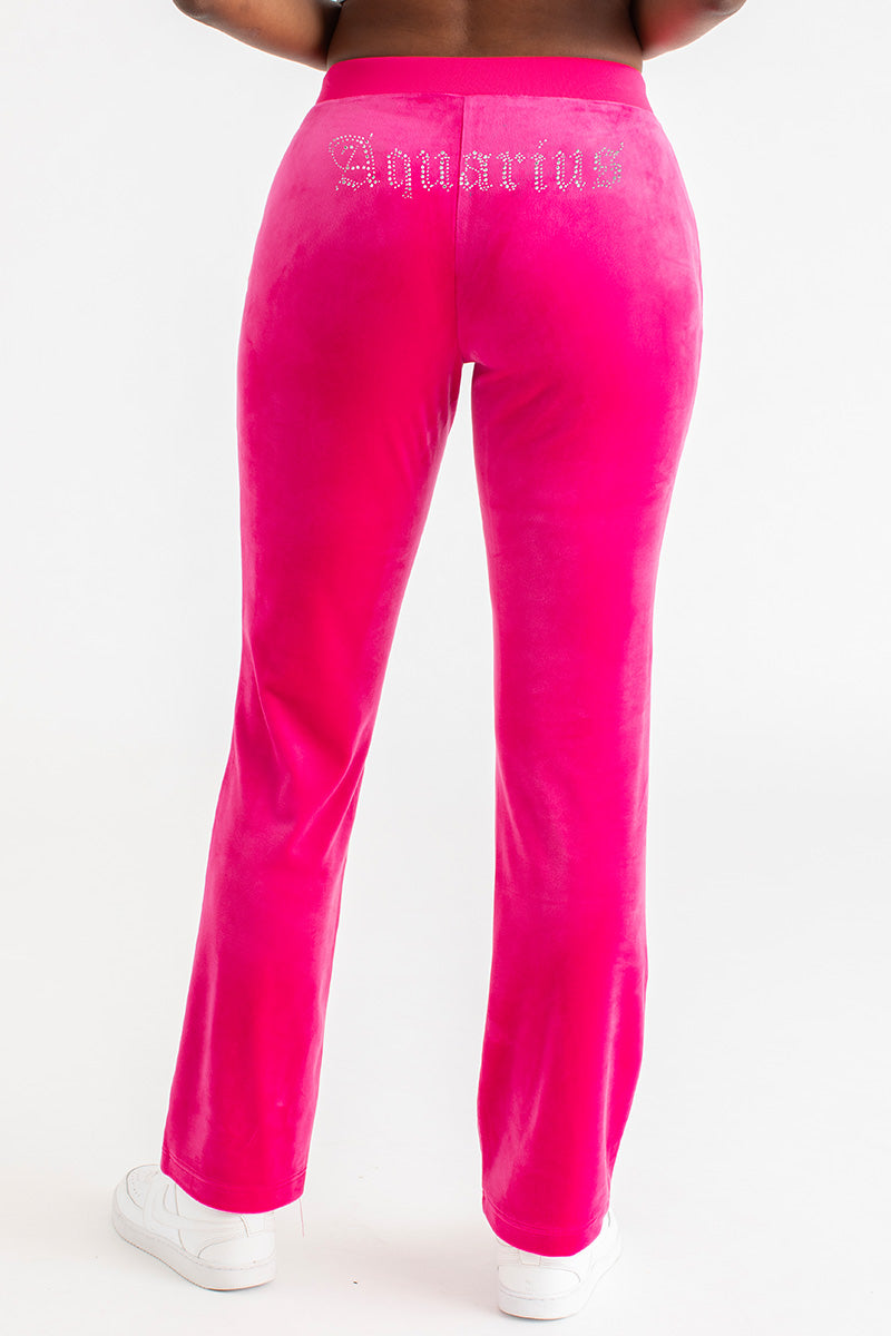 Aquarius Customizable Big Bling Velour Track Pants