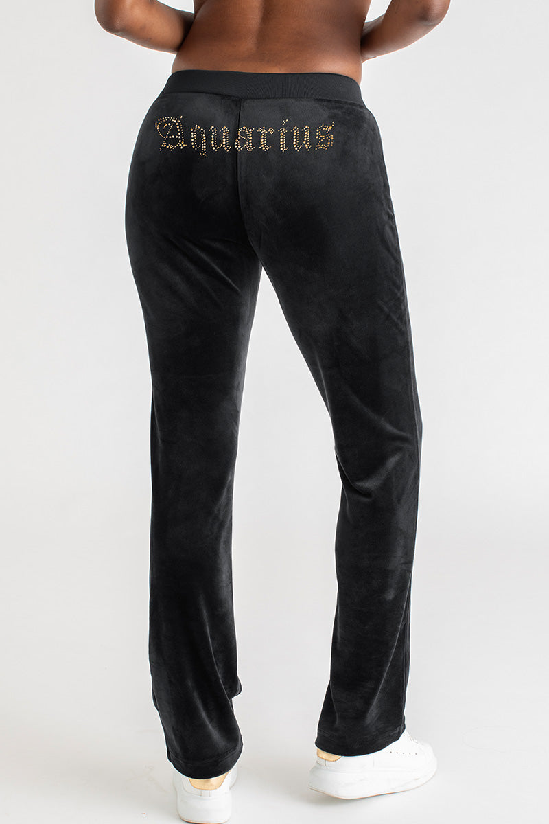 Aquarius Customizable Big Bling Velour Track Pants