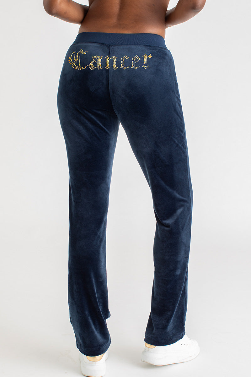 Cancer Customizable Big Bling Velour Track Pants