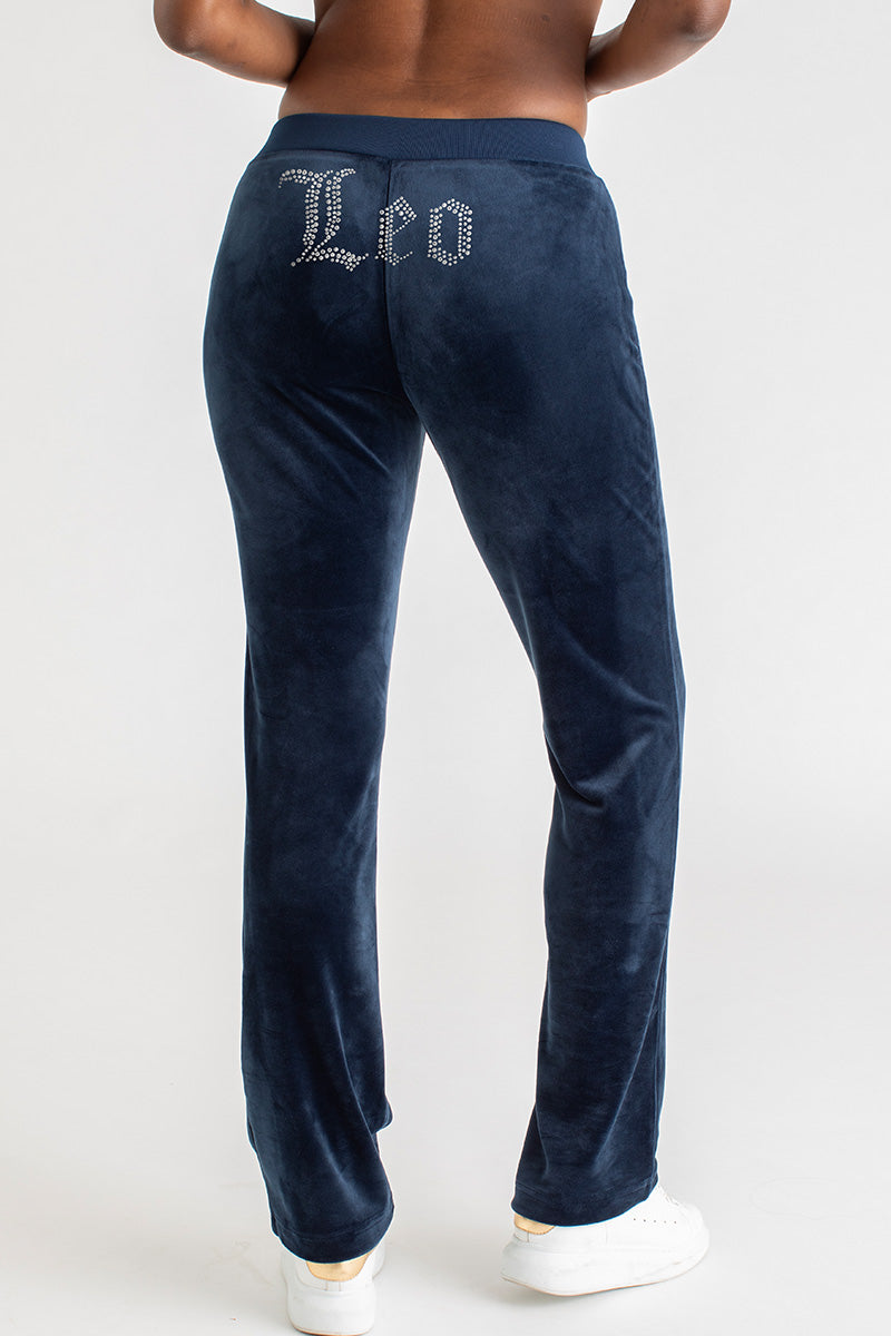Leo Customizable Big Bling Velour Track Pants