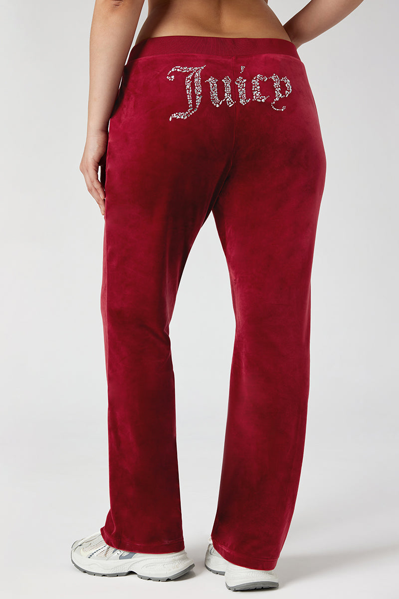 Plus-Size Mixed Crystals Velour Track Pants