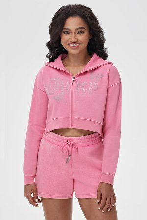 Cropped Zip Front Hoodie
