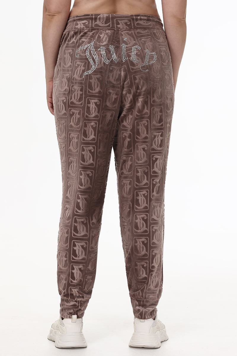 Plus-Size Big Bling Embossed Velour Jogger