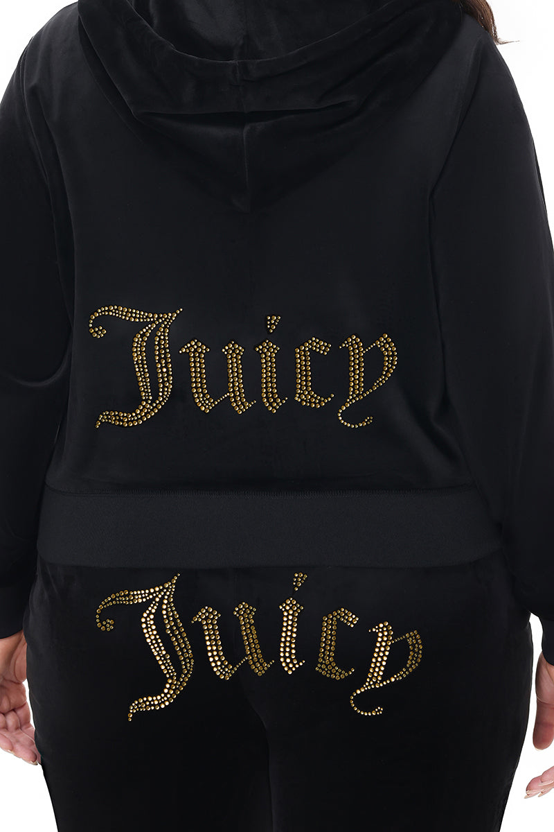 Plus-Size Technicolor Customizable Big Bling Velour Hoodie - Image 4