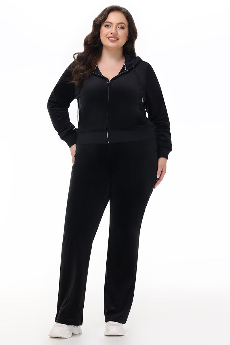 Plus-Size Technicolor Customizable Big Bling Velour Hoodie - Image 9