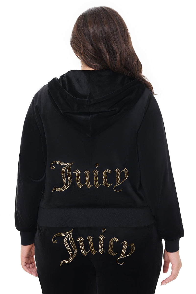 Plus-Size Technicolor Customizable Big Bling Velour Hoodie - Image 3