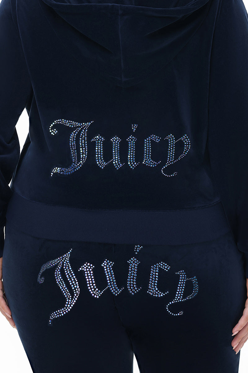 Plus-Size Technicolor Customizable Big Bling Velour Hoodie - Image 9