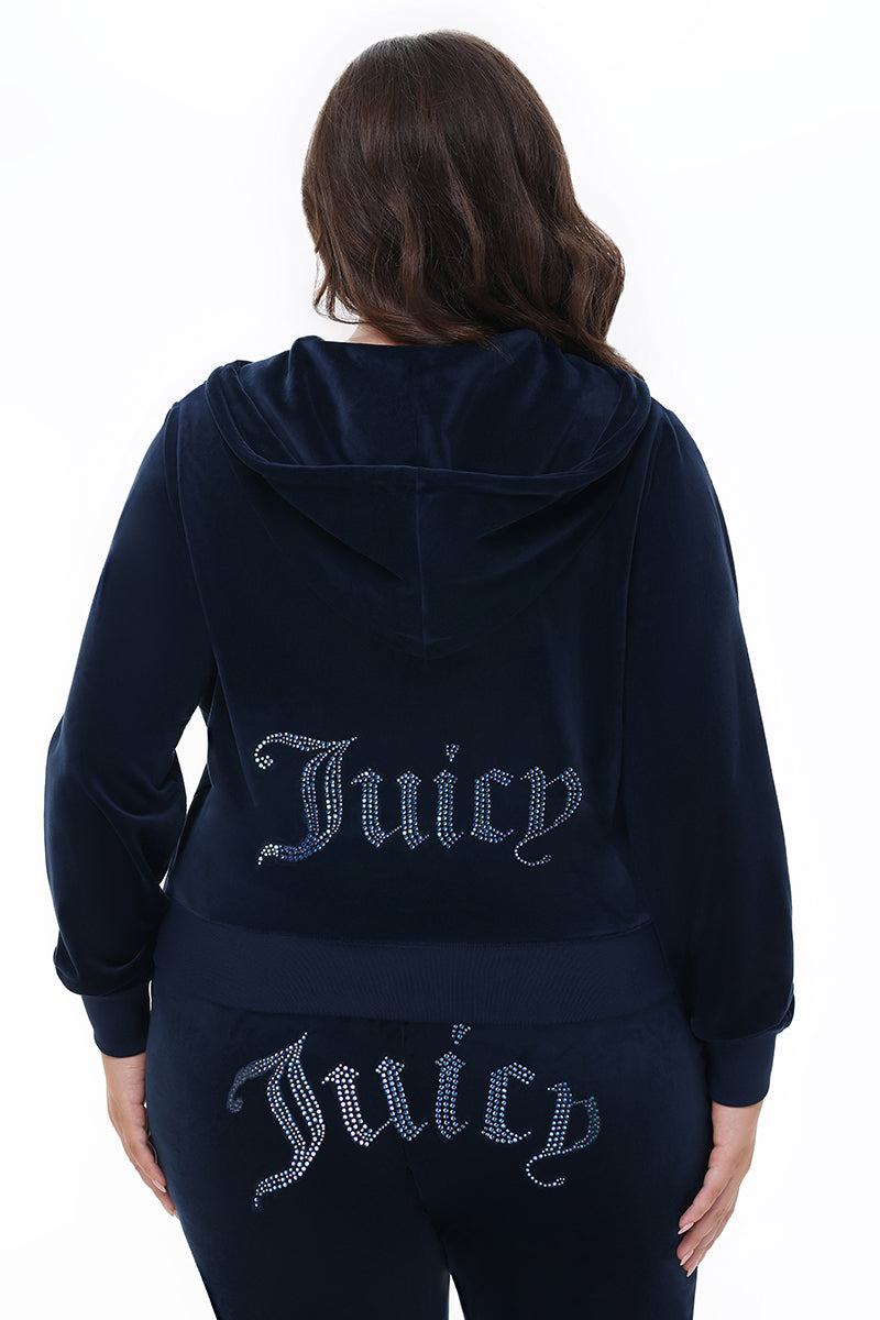 Plus-Size Technicolor Customizable Big Bling Velour Hoodie - Image 8