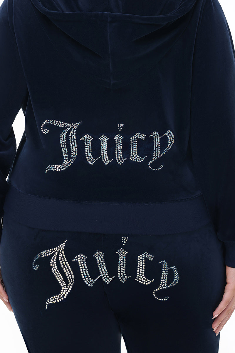 Plus-Size Technicolor Customizable Big Bling Velour Hoodie - Image 3