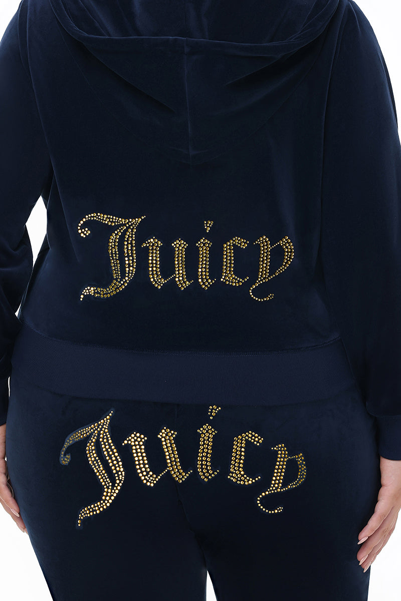 Plus-Size Technicolor Customizable Big Bling Velour Hoodie - Image 5