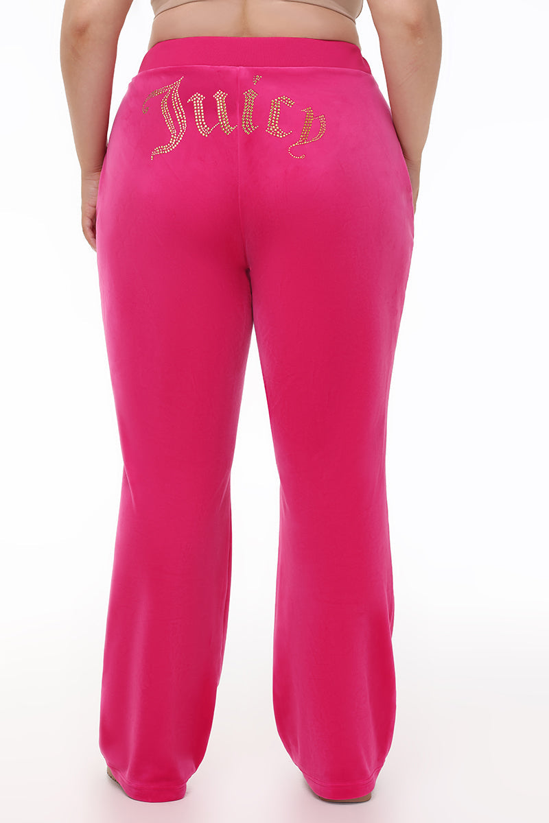 Plus-Size Technicolor Customizable Big Bling Velour Track Pants