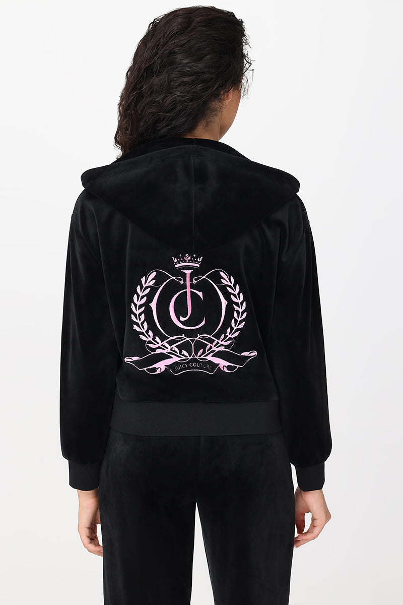 Relaxed Velour Zip Hoodie