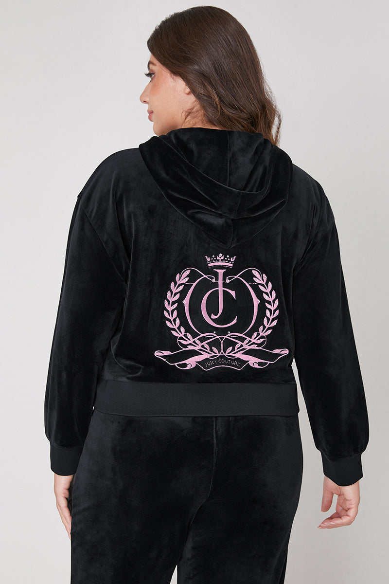 Plus-Size Relaxed Velour Zip Hoodie
