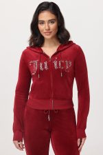 Front Mixed Crystals Velour Hoodie