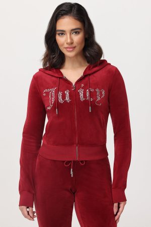 Front Mixed Crystals Velour Hoodie