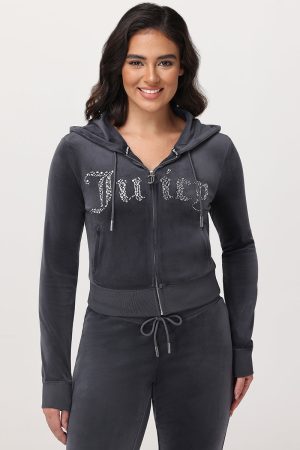 Front Mixed Crystals Velour Hoodie