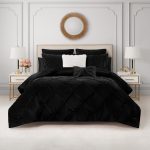 Kiss Pleat Micromink Comforter Set With Decorative Pillows