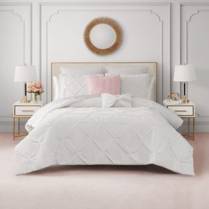 Kiss Pleat Micromink Comforter Set With Decorative Pillows