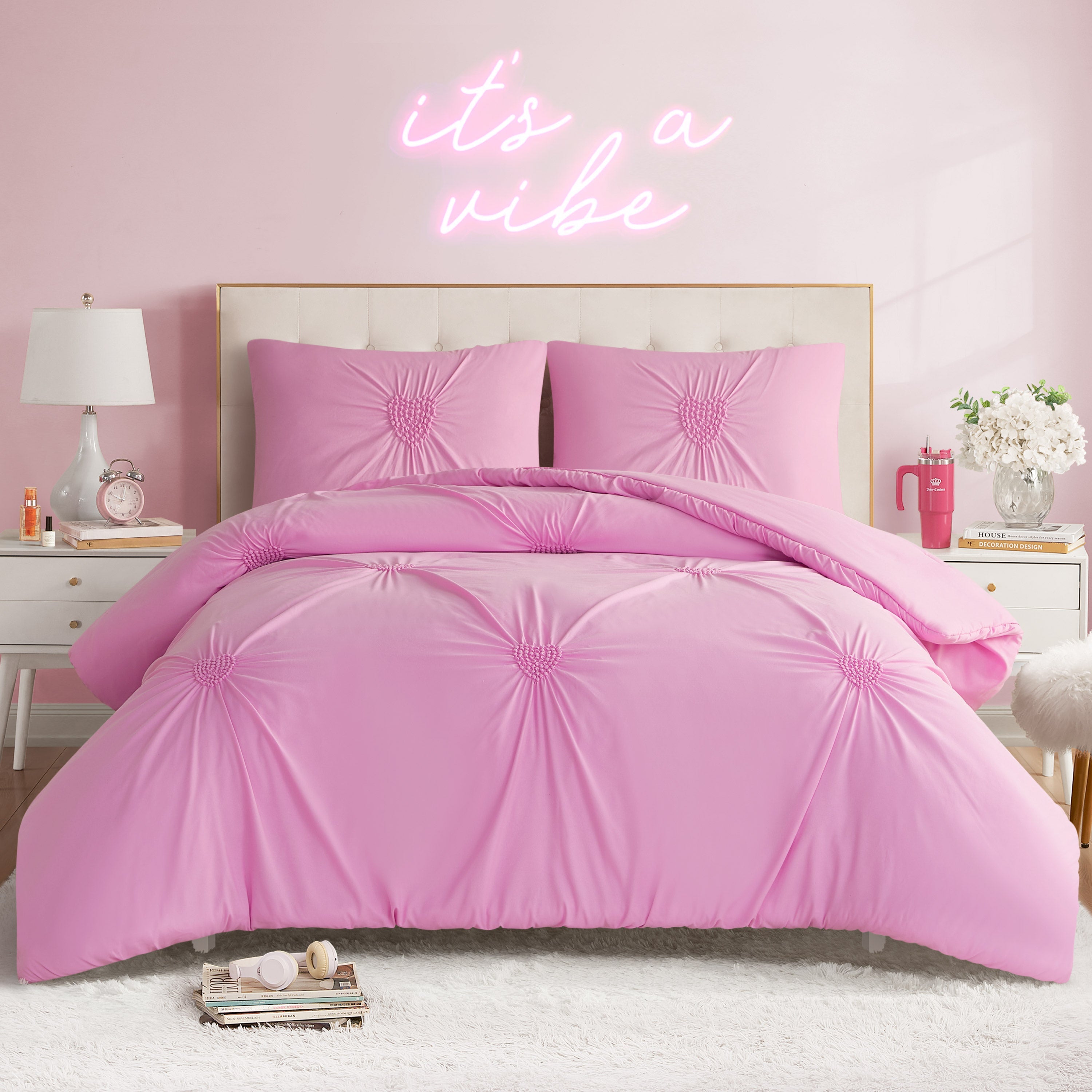 Amora Gathered Heart Comforter Set