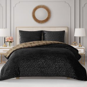 Embossed Leopard Reversible Comforter Set