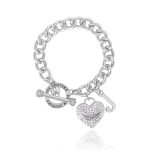 Crystal Heart Charm Toggle Bracelet