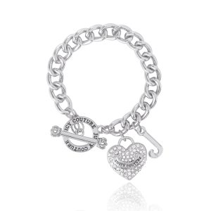 Crystal Heart Charm Toggle Bracelet