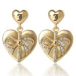 Quilted Double‑Heart Drop Earrings